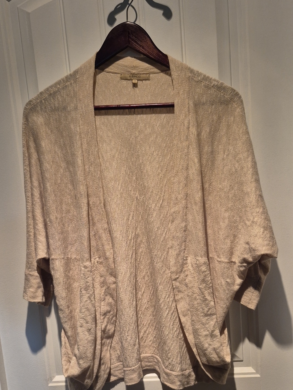 RW&CO. Beige Open-Front Lightweight Cardigan